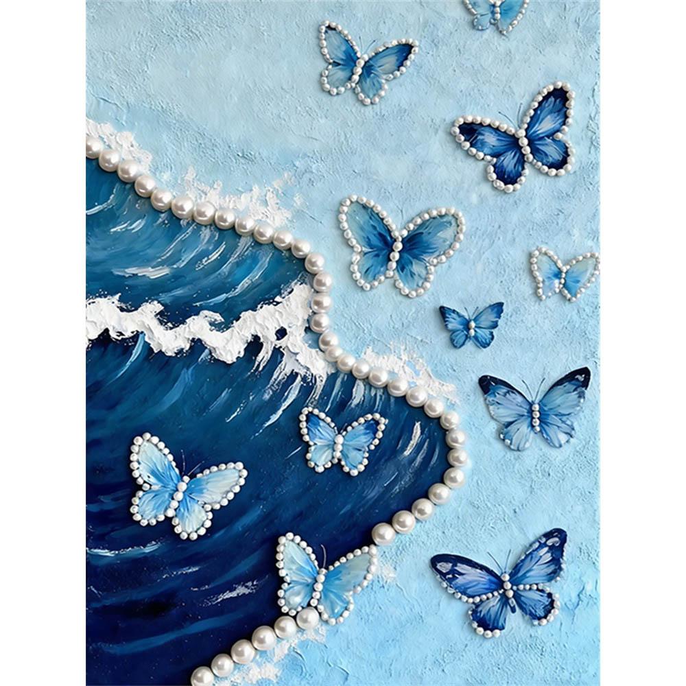 

Crystal Pearl Painting 5D DIY Frame Decoration Painting Blue Sea Water Home Wall Decoration Transparent Pearl Gemstone Painting Picture Art Crafts 35x45cm