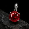 925 Sterling Silver 17Ct Round Red Ruby NATURAL   Gemstone Pendant