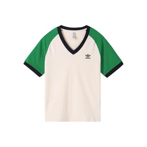 

adidas Originals Sport Color-block V-neck Short Sleeve T-shirt for Women, White XS белый