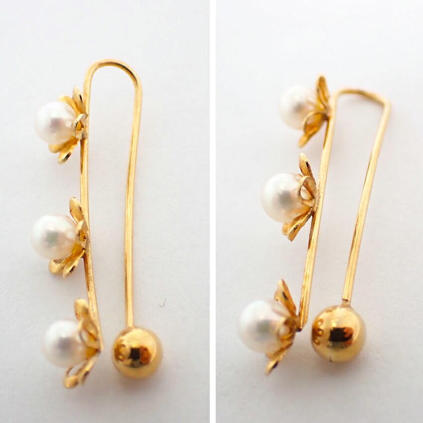 K18YG Baby Pearl (Akoya Pearl) Ear Cuff/Earrings//g440-37