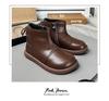 Girls' Black Martin Short Boots with Velvet - 2025 Autumn/Winter Edition Leather Princess Shoes