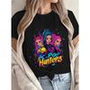 European Size Three Cartoon Female Characters Pink Hair with hornsPure Fashionable Women's T-shirt, Casual Commuting, Round Neck