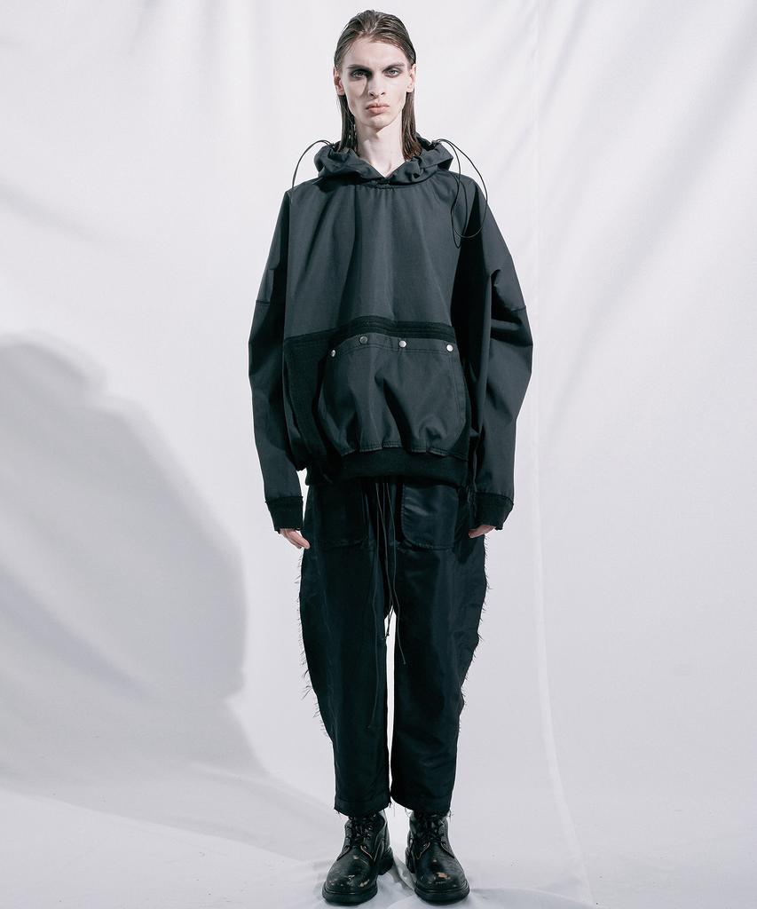 Black Square Cut Hoodie