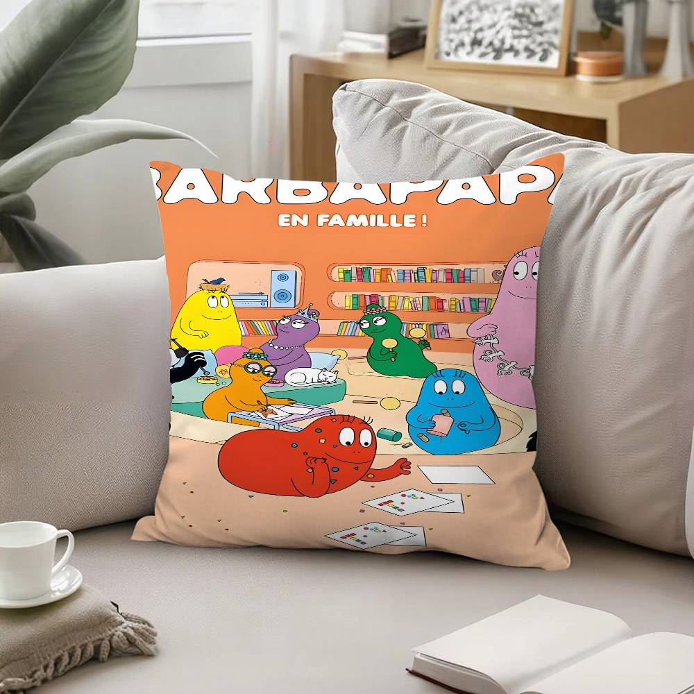 B-BarbapapaS-Cartoon Pillow Case Pattern Printed Pillowcase For Living Room Sofa Cushion Cover & Bedroom Decor