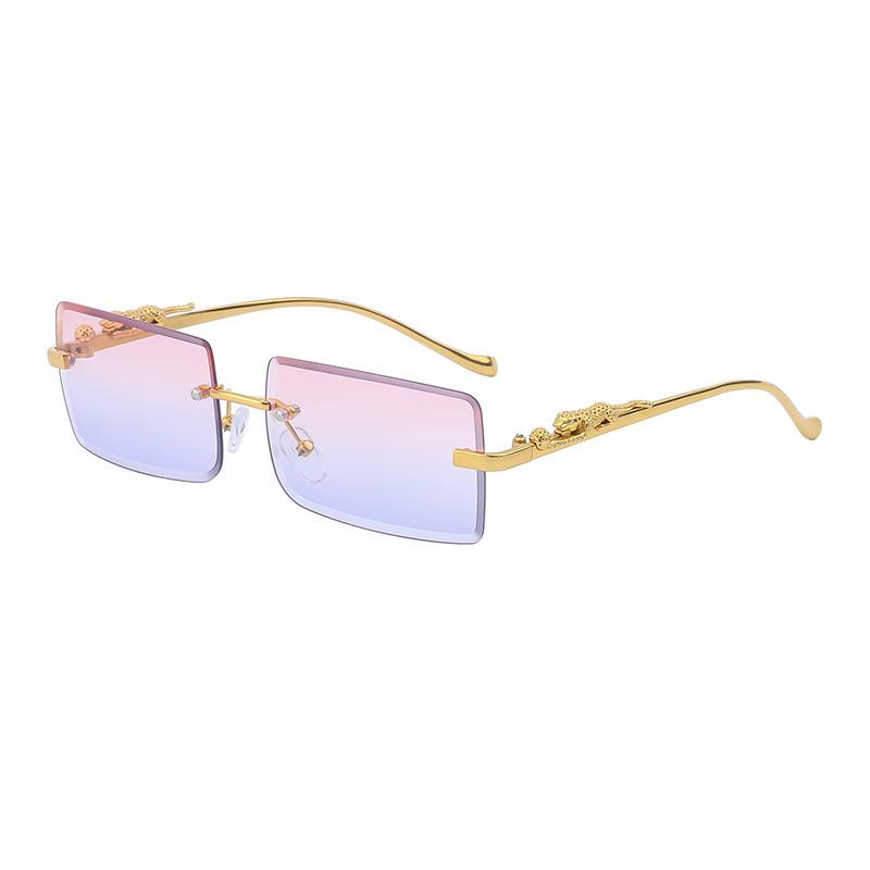 Frameless Sunglasses Women'S Square Leopard Sunglasses Men'S Trendy Glasses Shades
