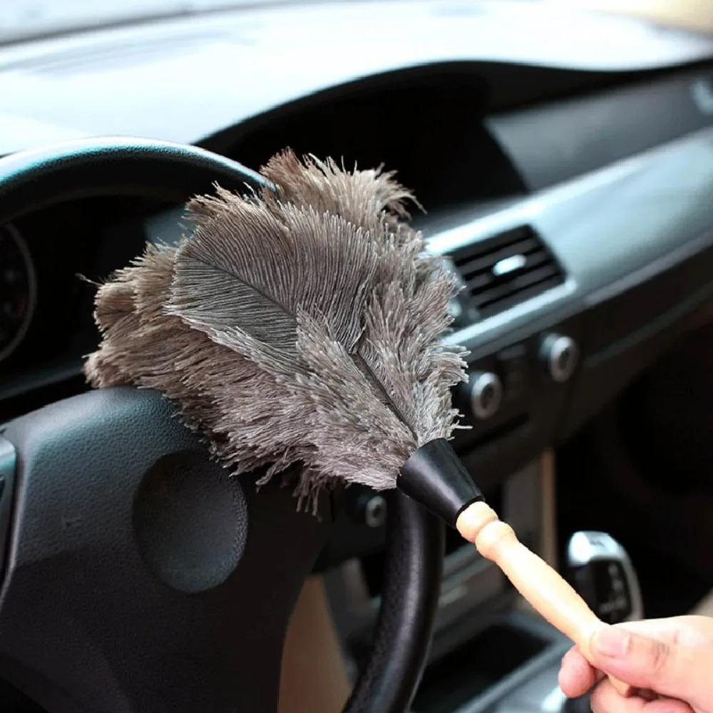 Removal Feather Duster Cleaner Wooden Hand Cleaning Tool Ostrich Feather Brush Duster Ostrich Feather Fur Brush Dust Removal