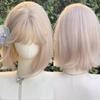 Lolita Short Bobo Hair Hair Extension Synthetic Wigs with Bangs Blond Anime Cosplay Wigs  Daily