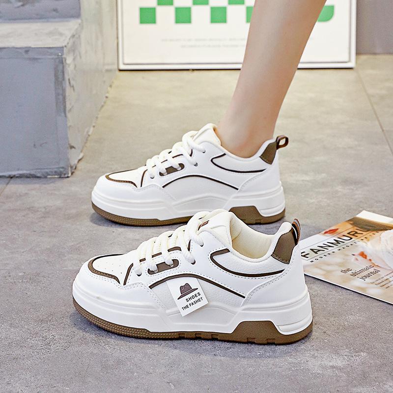 Leather white shoes women's versatile fashion casual women's shoes 2025 spring new sports board shoes women's low-top shoes 6618