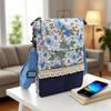 Japanese Floral Canvas Phone Crossbody Bag Women Multi Pocket Shoulder Bag Travel Passport Wallet Cell Phone Purse with Adjustable Strap