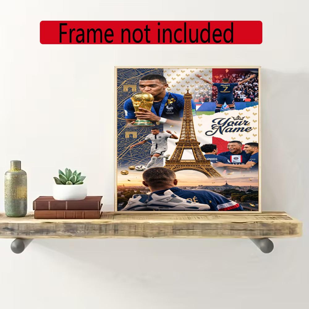 Mbappe Customize Text Diamond Painting Round Diamond Mosaic Suitable For Beginners Diamond Painting Rhinestones Gift Frameless