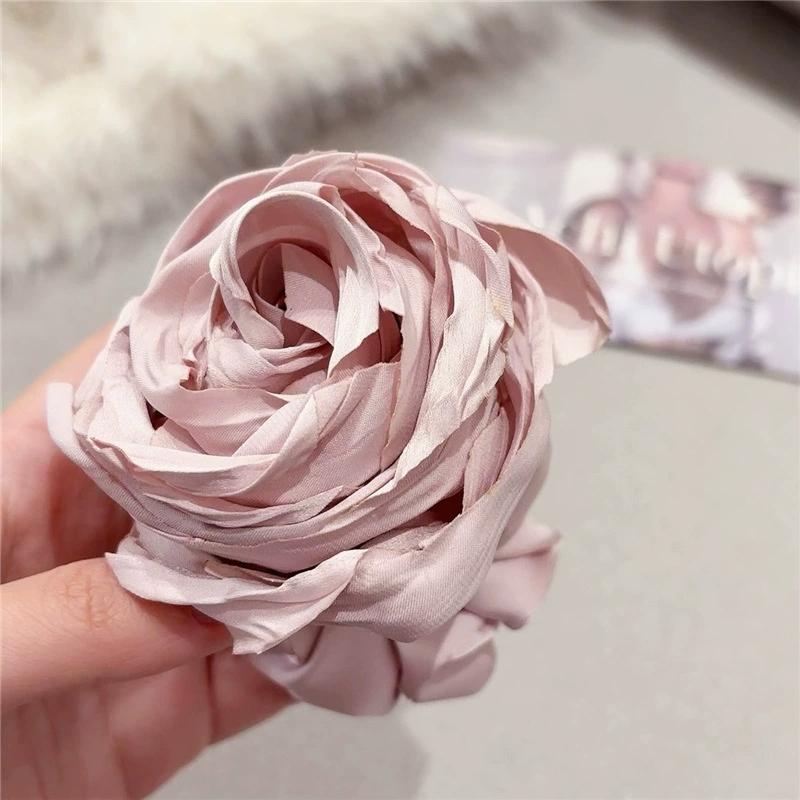 

Высококачественное Большое Украшение для Волос в виде Цветка Розы Эластичная Повязка Роскошные Тканевые Резинки для Волос