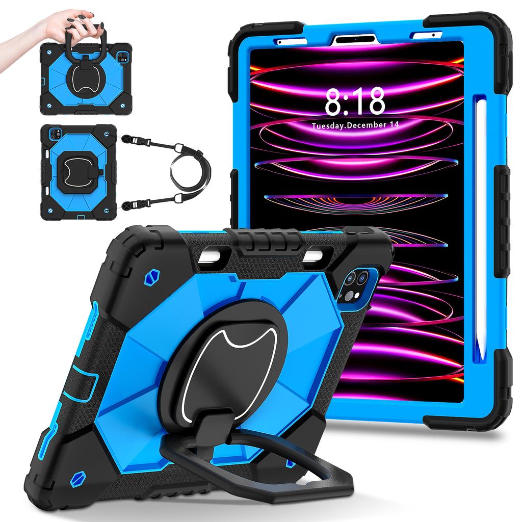Heavy Duty Case for iPad Pro 11 4th 3th 2th 1th Air 5 4 10.9 Silicone + PC Shockproof Stand Tablet Cover with Shoulder Straps