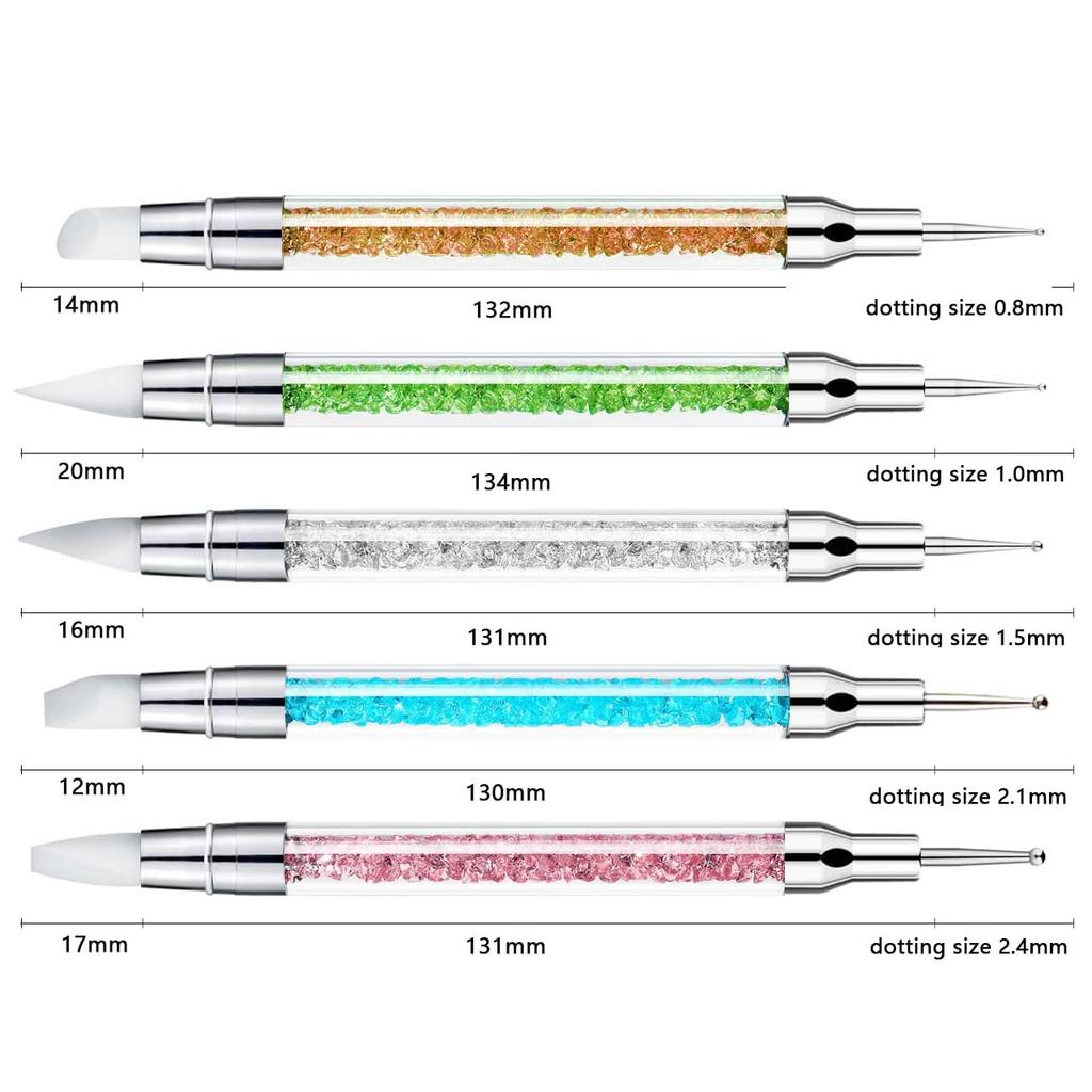 Nail Art Sculpture Pen, 5Pcs Dual Tipped Dotting Pen and Silicone Nail Tools for Resin, Silicone Brushes, Acrylic Pen, Nail Art Brushes, Nail Foil