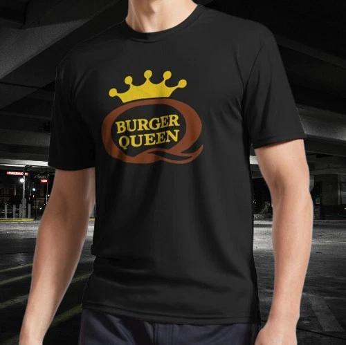 Retro Burger Queen 1970s Fast Food Restaurant Funny Size Mode American T-shirt S