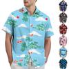 Men's Casual Button Down Short Sleeve Shirt Floral Print Lightweight Breathable Fabric Relaxed Fit Summer Beach Shirt