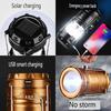 Rechargeable Solar LED Portable Multifunctional Torch Lamp Flame Flashlight Emergency Outdoor Hiking Tent Hanging Camping Light