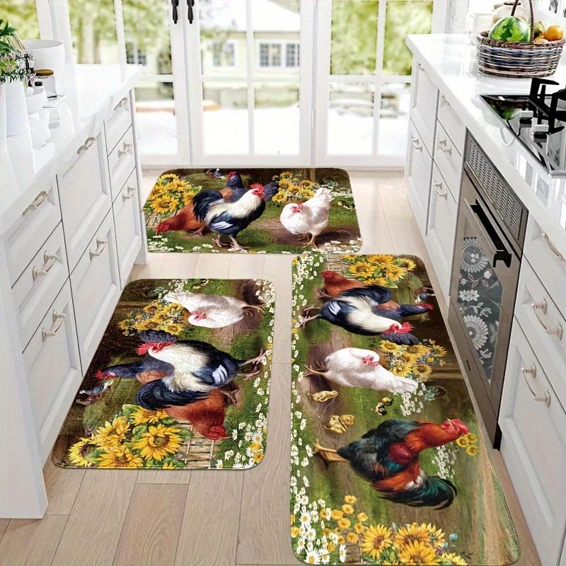 Rooster Sunflower Kitchens Mat Home Decor Non-Slip Hallway Balcony Laundry Rugs Bedroom Doormat Bathrooms Foot Pad Decor