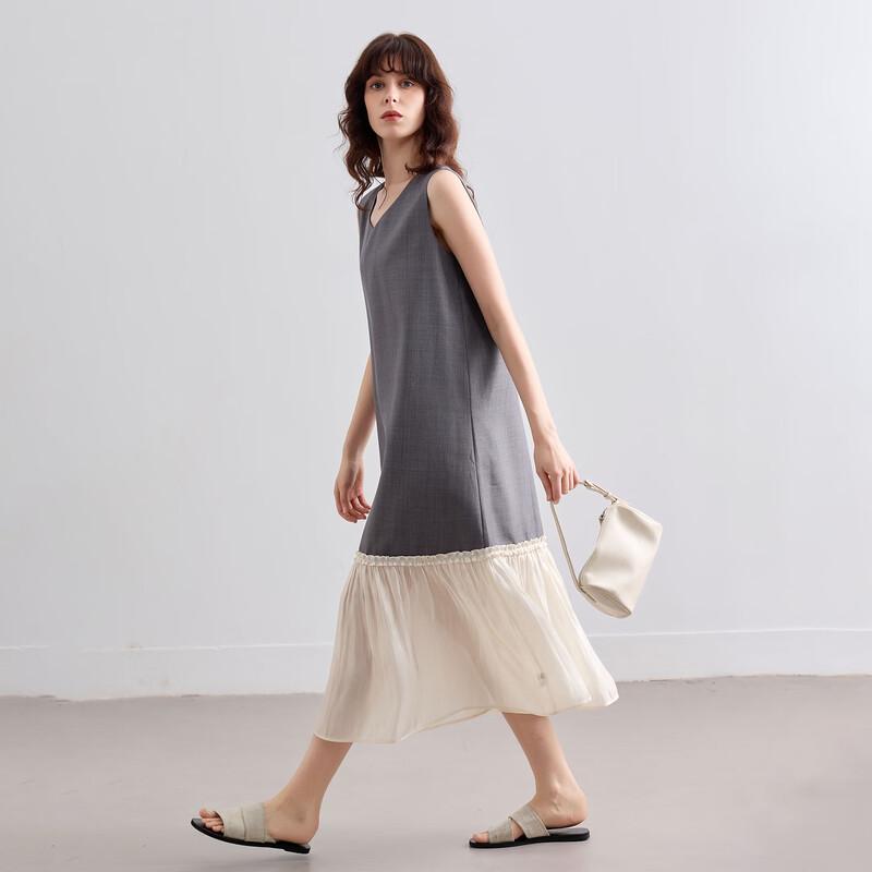 Demana Women s Sleeveless Color-block Patchwork Commuter A-line Midi Dress M