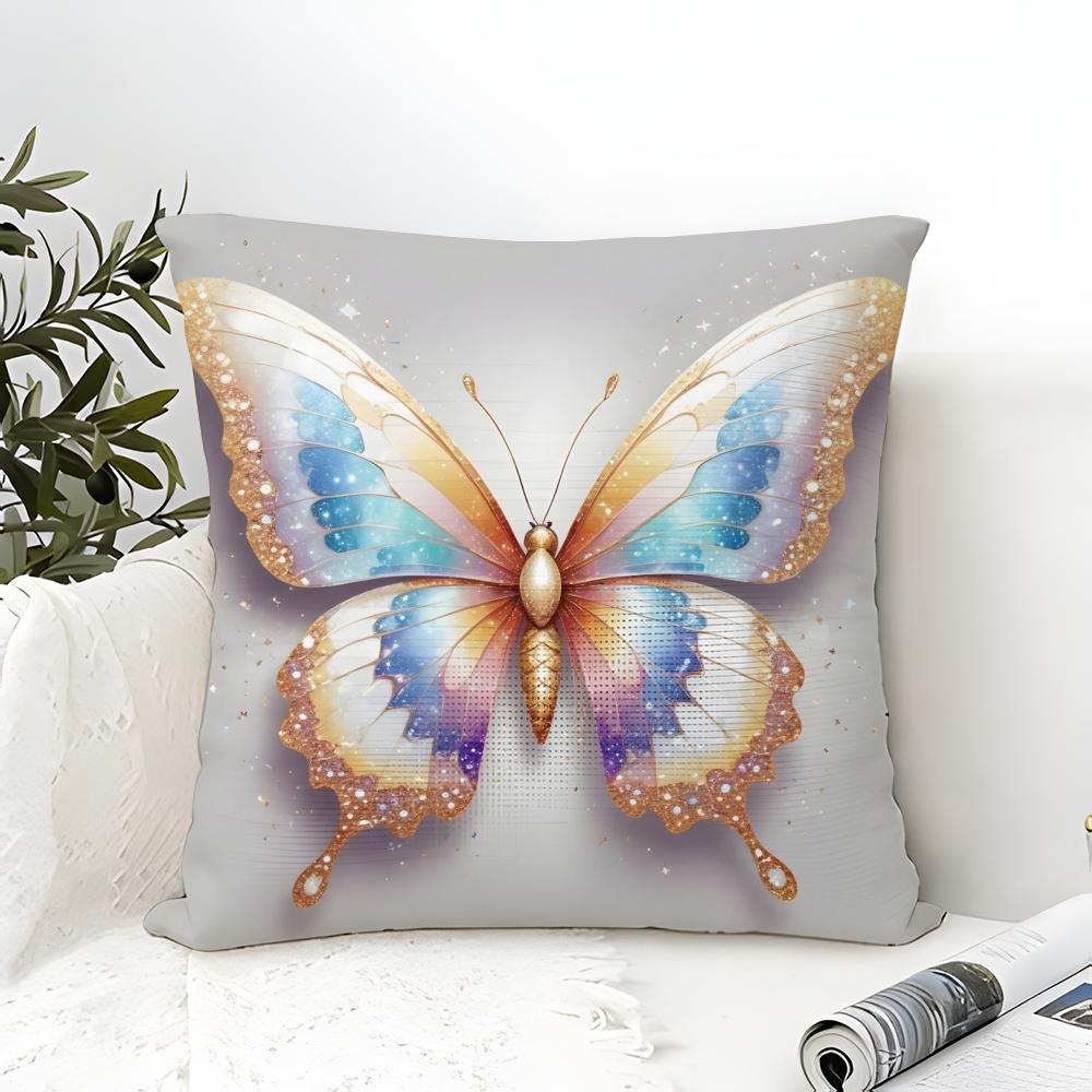 Colorful And Beautiful Butterfly Pillow Case Linen Pillow Case Sofa Home Decor Cushion Cover Cushion Cove