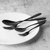 BLKP Pearl Metal Cutlery Set Dessert Spoon / Fork Tea Fruit Limited Black Titanium Plating 4-Piece AZ-5034