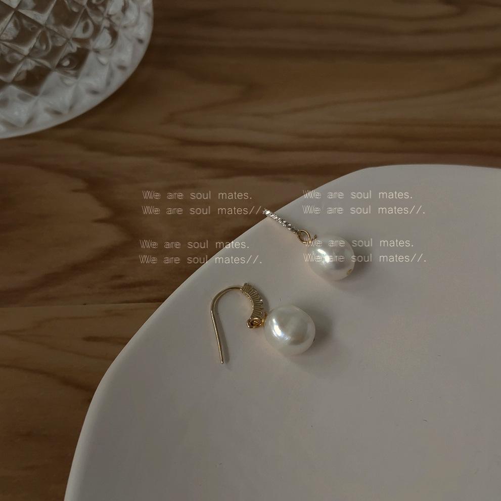 

Retro elegant 14K real gold plated natural freshwater shaped pearl earrings handmade earrings Yiwu