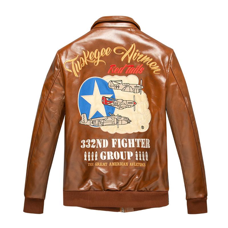 

Куртка-авиатор из коровьей кожи, короткая мотоциклетная куртка из натуральной кожи плюс хлопковая куртка XXXL коричневый