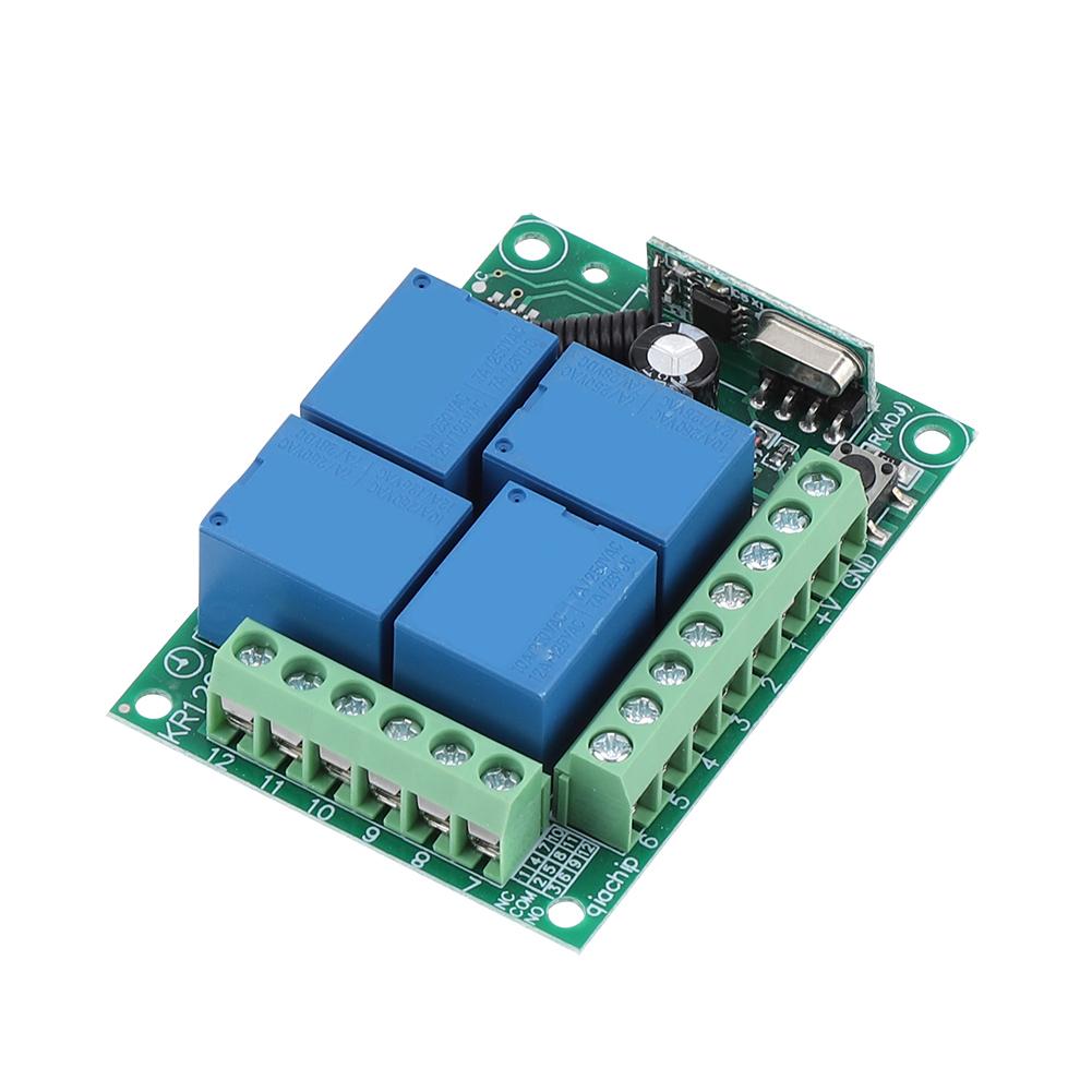 12V 433Mhz 4CH Channel Relay RF Wireless Garage Doors Remote Control Switch Receiver Module