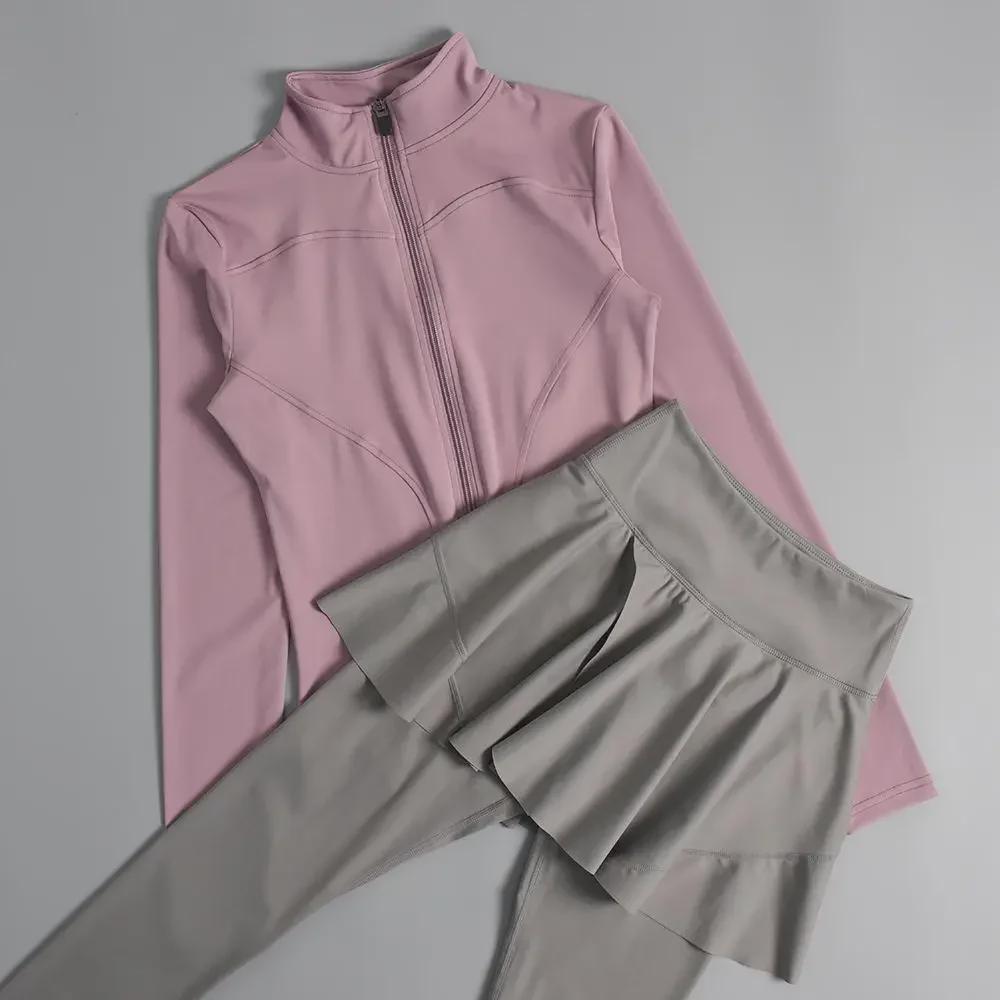 Women's Slim Fit Long Sleeve Sports Suit - Autumn/Winter Gym & Yoga Wear with Round Neck Jacket