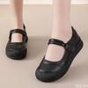 Ladies Mary Jane Shoes Womens Genuine Leather Comfort Flats Hollow Fashion Hook Loop Lightweight Soft Shoes Woman Strap Moccasin