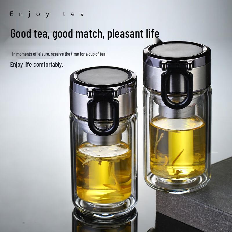 Jun Seventeen DU Portable Double Layer Glass Tea Cup