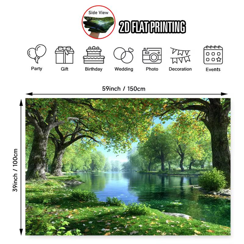 2D Summer Wild Wood Waterside Portrait Photo Backdrop 47.2x31.5inch/120*80cm