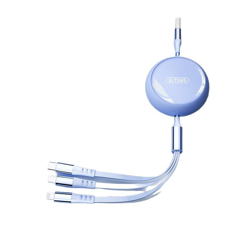 Shun Wang 120W Retractable 3-in-1 Fast Charging Cable for Apple & Huawei Phones