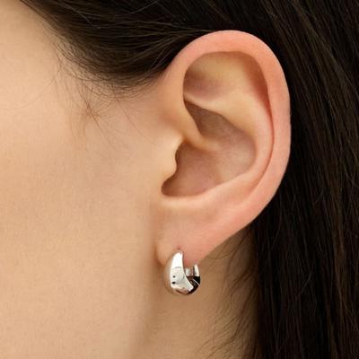 Hyeres-lor Champagne Moon Silver (W) Hobo Pull One-touch Earrings HL2E56223W9XXX