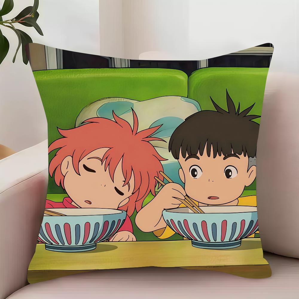 Милый мультяшный наволочка P-Ponyo Декор Защитные чехлы Удобный Мягкий Для дивана Гостиной Домашнего офиса 12x12Inch