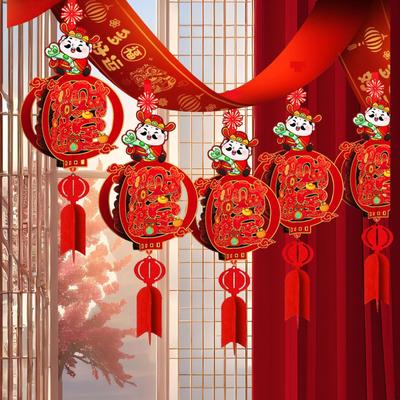 Chinese Year Banner DIY Hanging Flag Home Decor Hollow Pendant Ceiling Decorations for