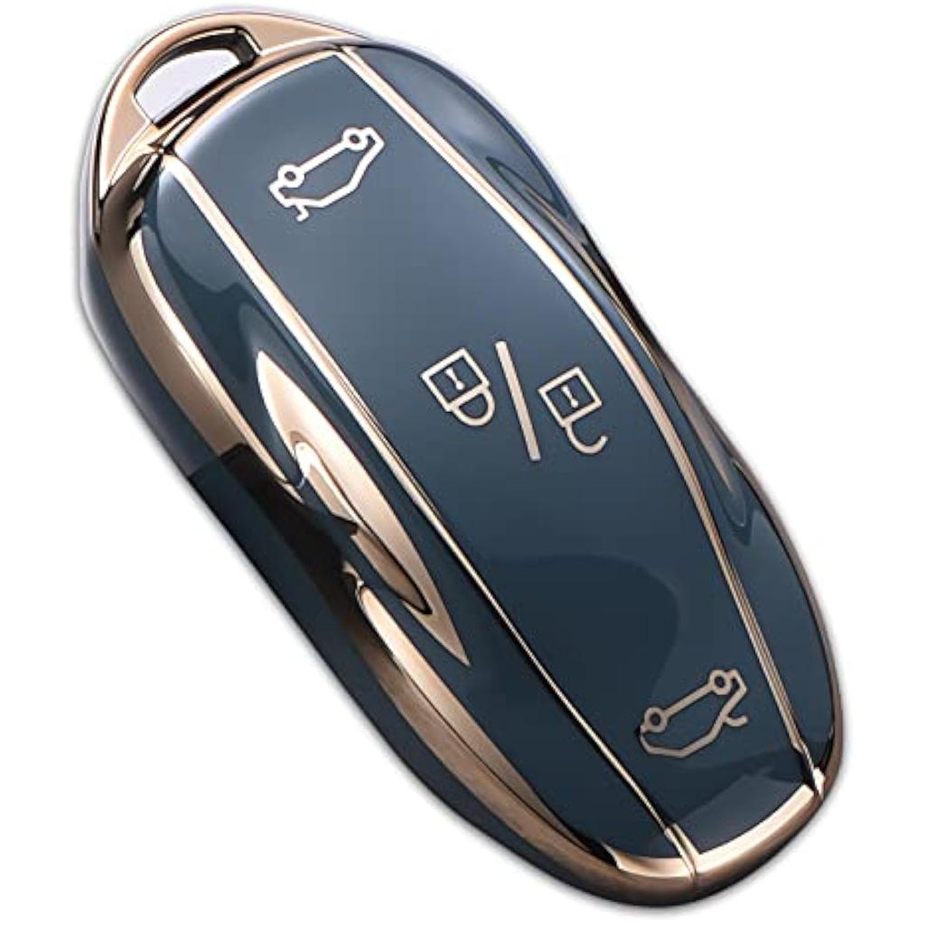 For Tesla Model X Key Fob Cover with Keychain, Full Cover Protection Key Fob Case Premium Soft TPU Smart Remote Key Holder