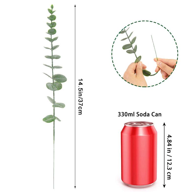 6/12/18pcs Artificial Eucalyptus Leaves Fake Plant Green Branch For Christmas Wedding Party Home Garden Decoration Wreath Flower