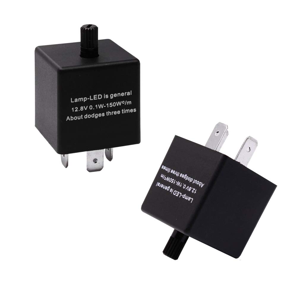 HUIQIAODS Halogen LED Compatible [3-Pin] Hifra Prevention IC Turn Signal Relay Adjustable Flashing Speed