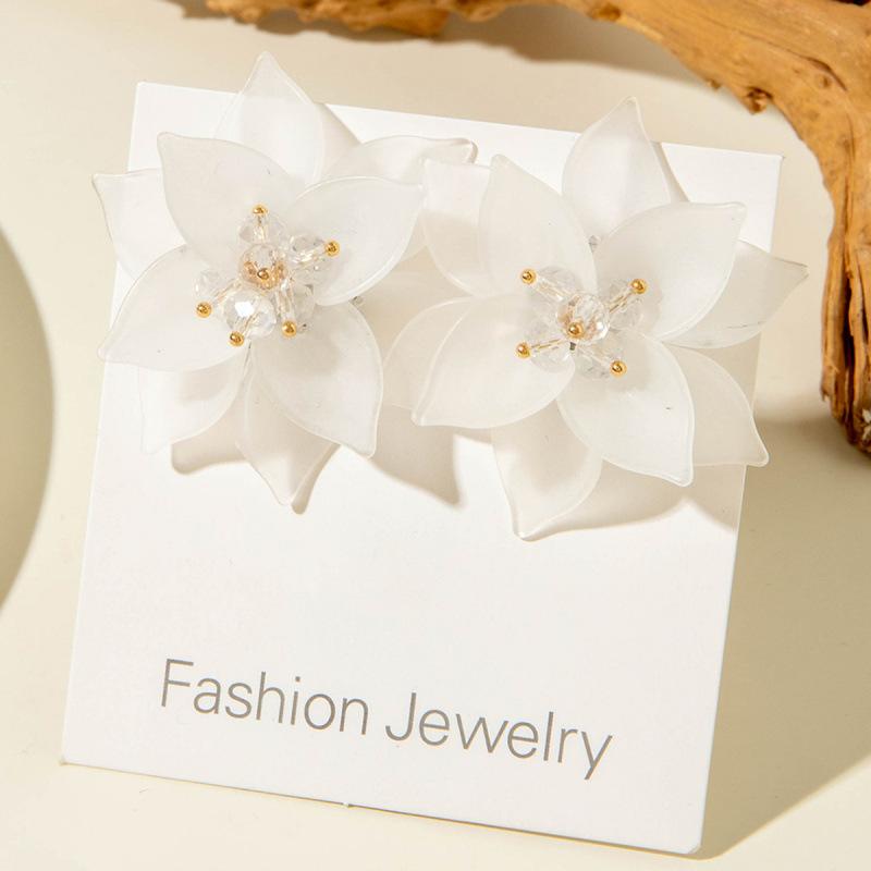 Dopamine Korean Fresh and Sweet Resin Three-dimensional Flower Earrings Earrings for Women