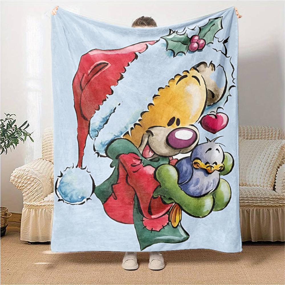 Christmas Bear Duck Blanket Soft Throw Blanket For Home Bedroom Bed Sofa Travel Office Solid Christmas Blanket