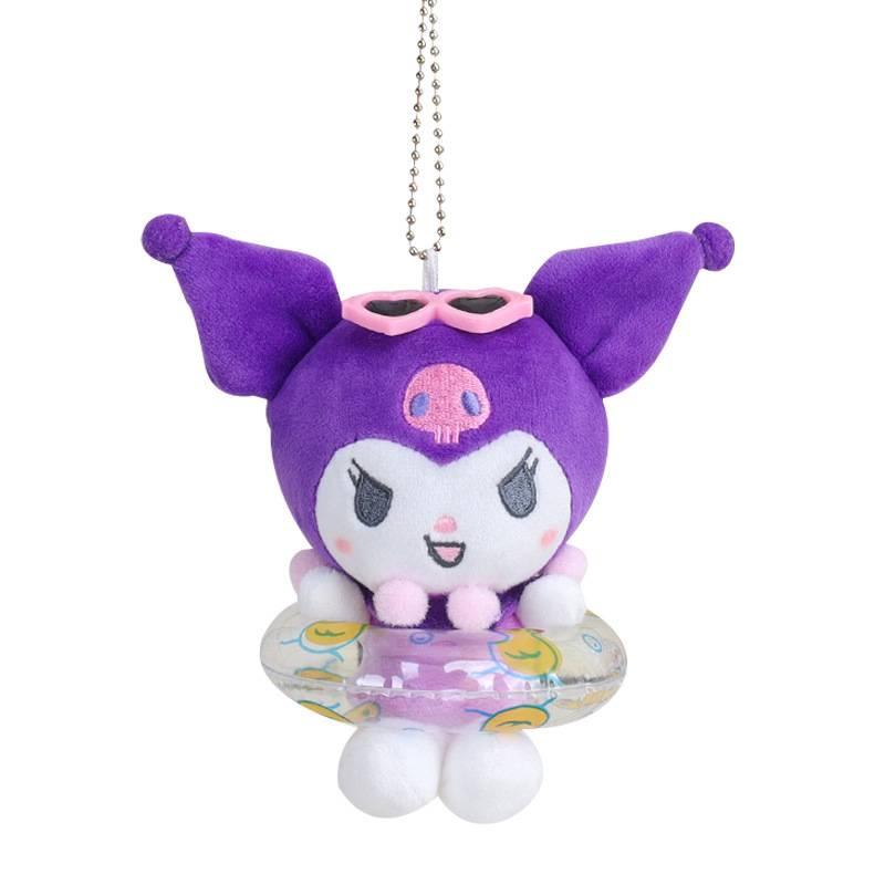 Kitty Cat Swim Ring Plush Toy Adorable Fluffy Doll Bag Charm For Girls, Short Plush Material, 10cm Height