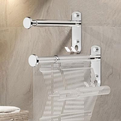 2Pcs Stainless Steel Clothes Hanger Storage Rack Punch-free Foldable Scalable Storage Racks Space Saving Waterproof