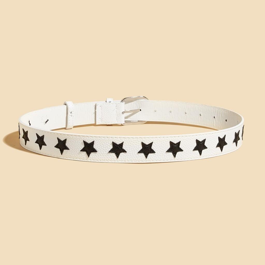 Fashion Belt For Women Pu Leather Star Pattern Casual Waist Accessory For Outdoor Wear