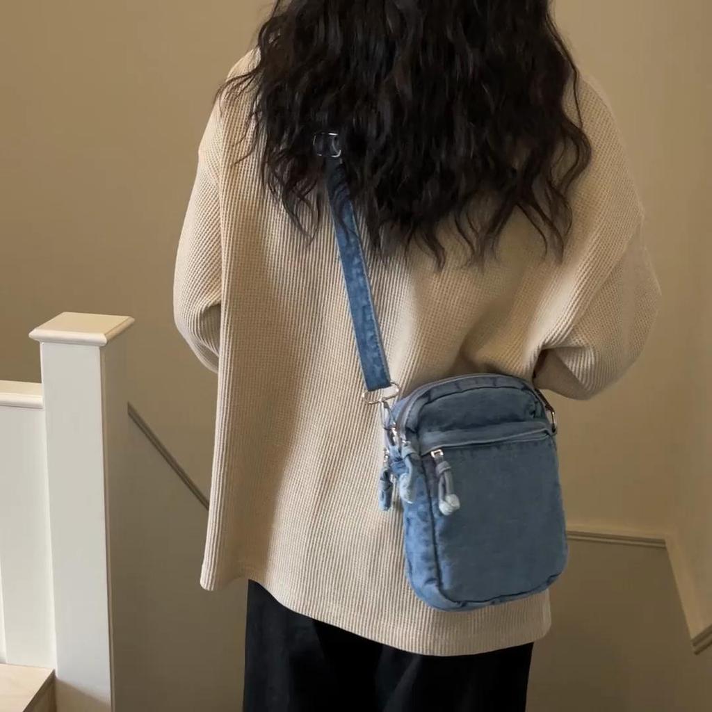 Taška přes rameno Džínová crossbody taška Dámská lehká taška na mobilní telefon
