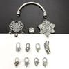 Retro Distressed Silver Longevity Lock and Pixiu Bent Tube Flower Buckle for DIY Jewelry