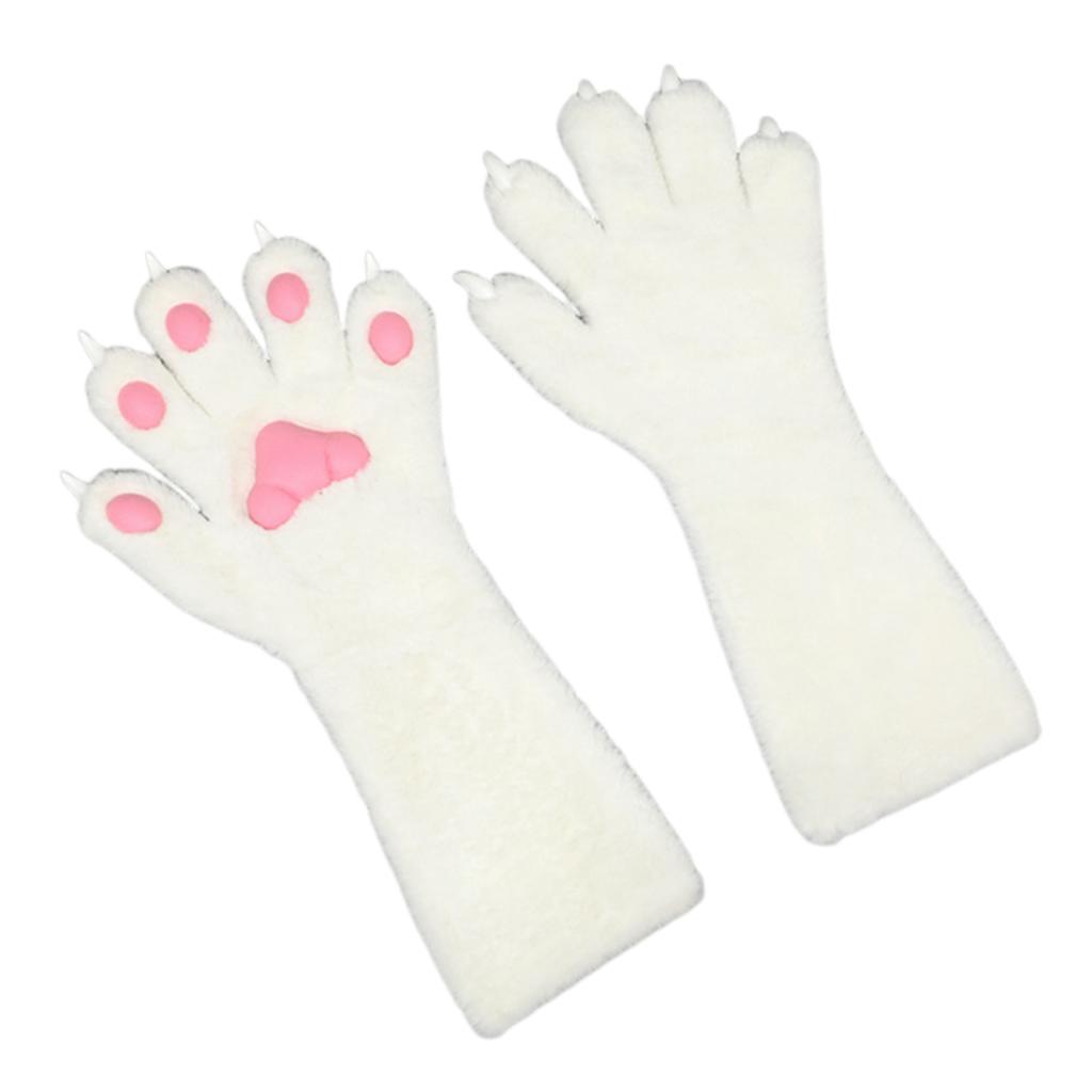 Cosplay Kostüm Pfotenhandschuhe für Damen Plüsch Tierpfoten Handschuhe Halloween Party Anime Requisiten Rollenspiel Handwärmer