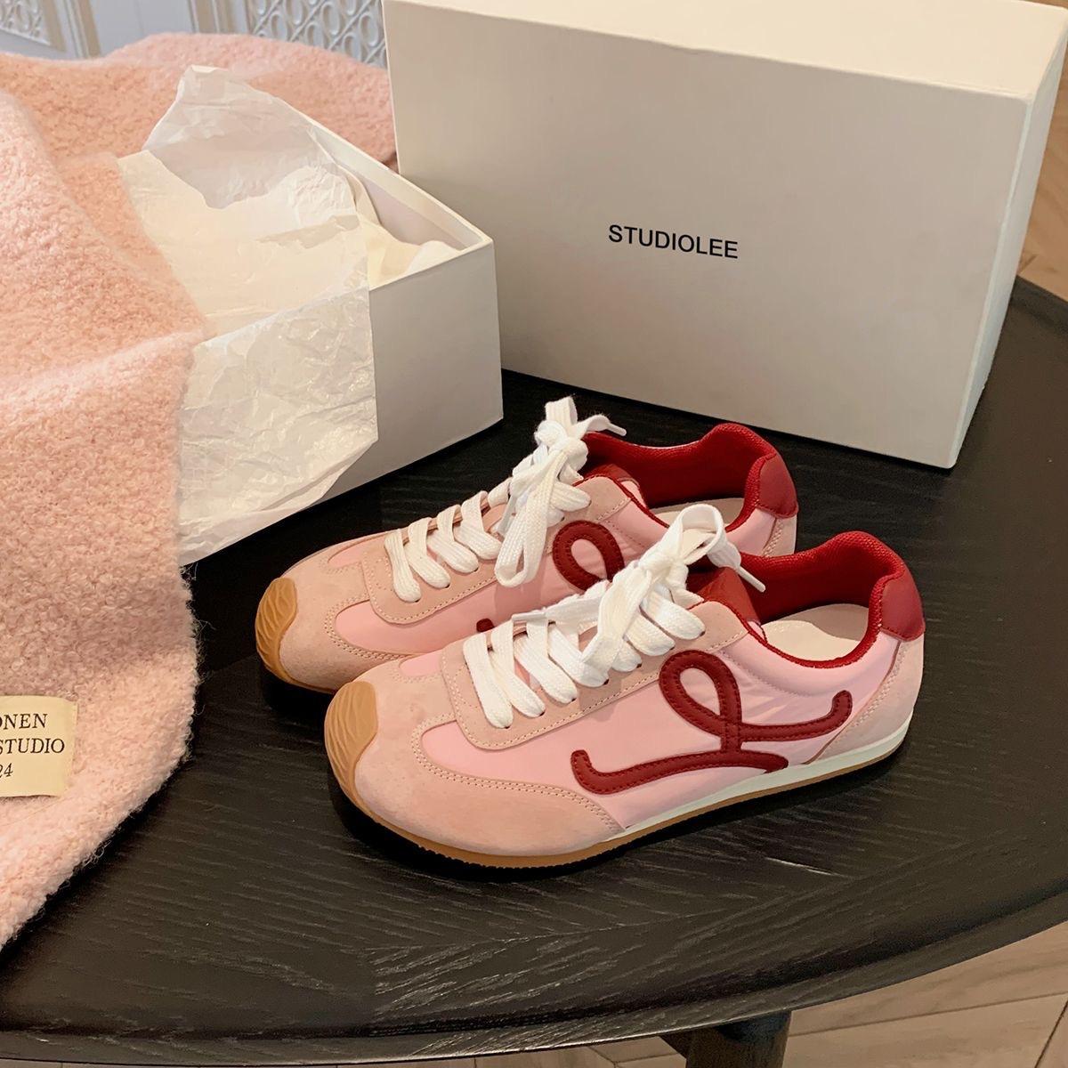 

Корейская версия ретро платформы кроссовки для тренировок Форреста Гампа женские 2025 новые модные для интернет-знаменитостей спортивные для отдыха универсальные белые туфли 40 розовый