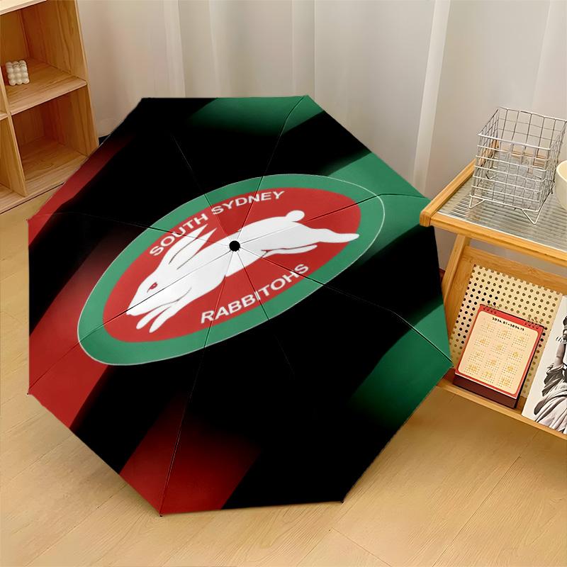 South Sydney Rabbitohs Print Auto 8?Ribs Folding Umbrella Wind Resistant Lightweight Automatic Umbrella For Daily Travel