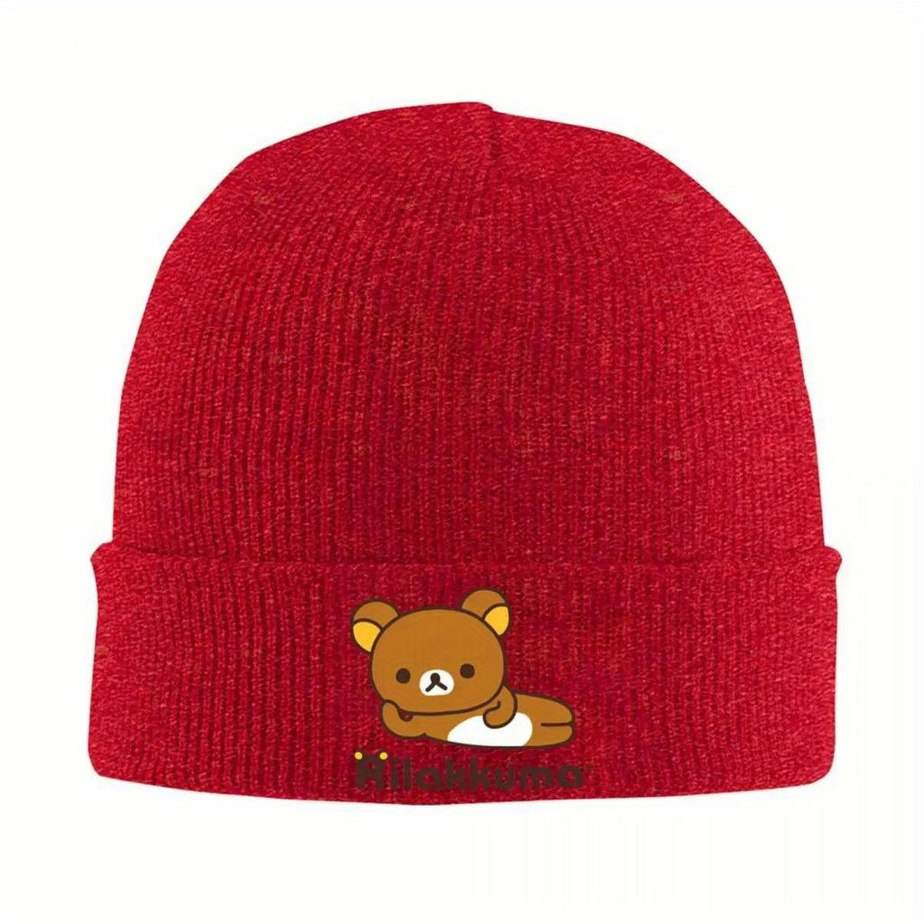 Cute Rilakkuma Beanie Hats Japanese Bear Skullies Beanies Kpop Head Wrap Unisex Women Unisex Caps Autumn Hip Hop Bonnet Hats Gift