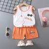 Kid's 2 Piece Printed Suit Short Sleeve Button Up Top Wide Leg Pants Suit Set Pajamas Home Casual Suit